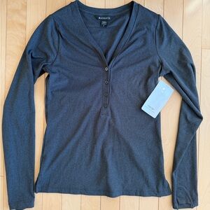Athleta grey uptempo ribbed henley size small NWT